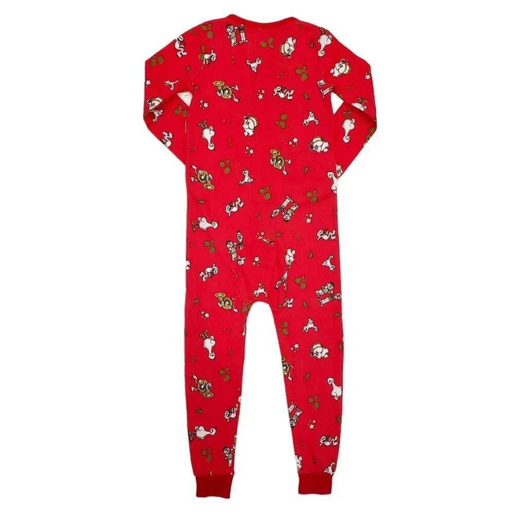 RARE Sesame Street Youth One Piece Pajamas Snap Up Thermal Red Size 6-7‎ Yrs NEW